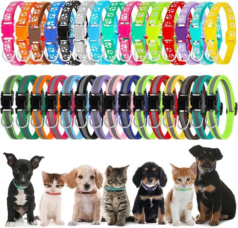 Puppy Collars-12 Pack Puppy Collars for Litter, Adjustable Puppy ID Collars Soft Nylon Whelping Collars for Newborn Litter Puppy Pets (Colorful Puppy Collars) in Saudi Arabia