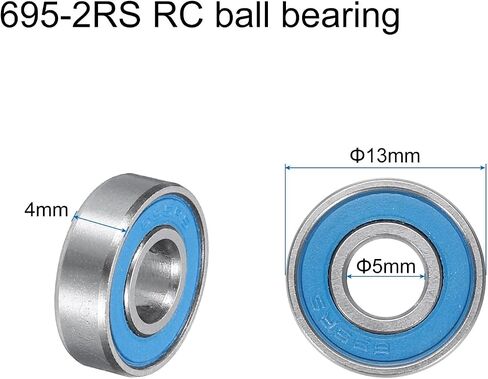 uxcell 20pcs 695-2RS Miniature Deep Groove Ball Bearings 5x13x4mm Double Sealed Bearings (Blue) for Electric Motor, Home Appliances, Machinery, P6 (ABEC 3) in Saudi Arabia