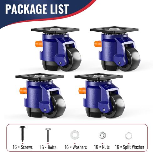 Leveling Casters with Ratchet Handle Design Total Capacity 440Lbs Heavy Duty Casters Set of 4 Industrial Casters with Adjustable Leveling Pads in Saudi Arabia