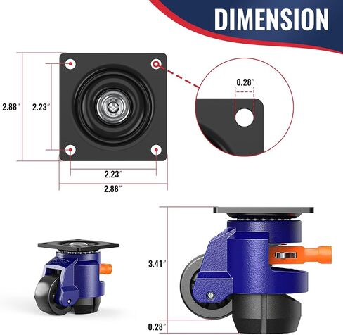 Leveling Casters with Ratchet Handle Design Total Capacity 440Lbs Heavy Duty Casters Set of 4 Industrial Casters with Adjustable Leveling Pads in Saudi Arabia