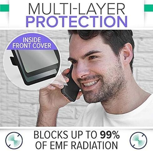 DefenderShield EMF Protection & 5G Anti Radiation iPhone 15 Pro Max Case - RFID Blocking EMF Shield Detachable Wallet Case with Magnetic Closure Black in Saudi Arabia