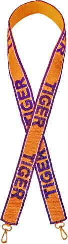 Lashicorn Tigers Beaded Purse Strap Purple and Orange Stars Clemson 49" South Carolina College University Game day Clear Crossbody Stadium Bag in Saudi Arabia
