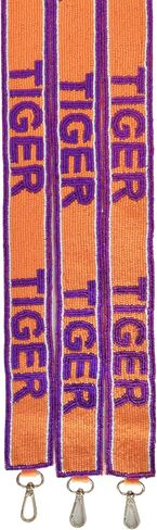 Lashicorn Tigers Beaded Purse Strap Purple and Orange Stars Clemson 49" South Carolina College University Game day Clear Crossbody Stadium Bag in Saudi Arabia