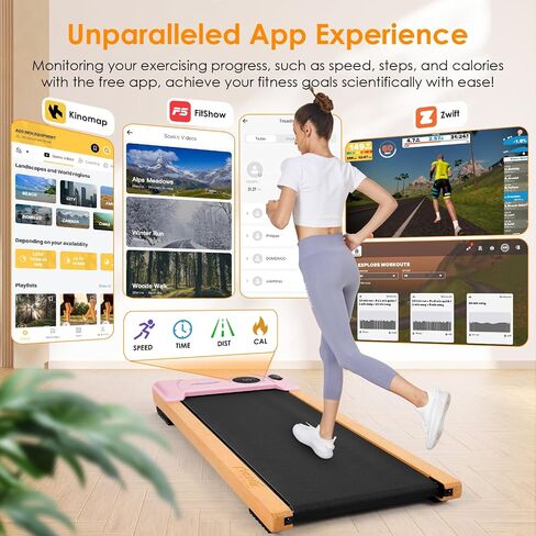 Walking Pad with Incline,Wooden Frame Under Desk Treadmill,Treadmills for Home,300 lb Capacity,APP/LED Touchscreen/Remote Controlled in Saudi Arabia