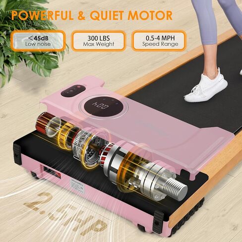 Walking Pad with Incline,Wooden Frame Under Desk Treadmill,Treadmills for Home,300 lb Capacity,APP/LED Touchscreen/Remote Controlled in Saudi Arabia