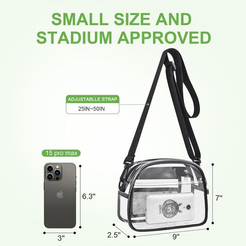 Clear Bag for Staduim Events, Clear Purse 12x12x6 Clear Crossbody Bag with Adjustbale Strap for Sports Concerts Festivals Events in Saudi Arabia