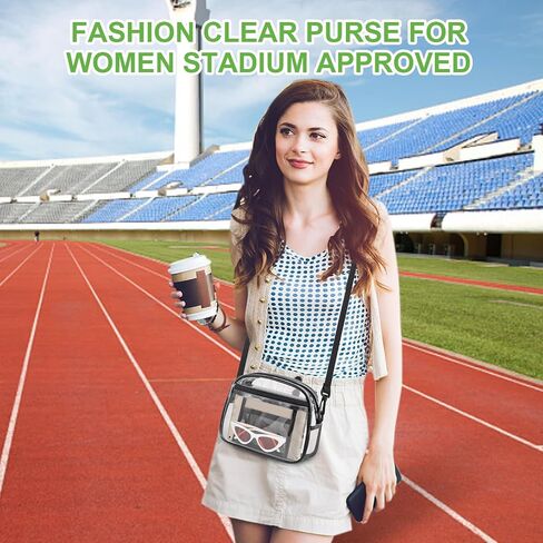 Clear Bag for Staduim Events, Clear Purse 12x12x6 Clear Crossbody Bag with Adjustbale Strap for Sports Concerts Festivals Events in Saudi Arabia