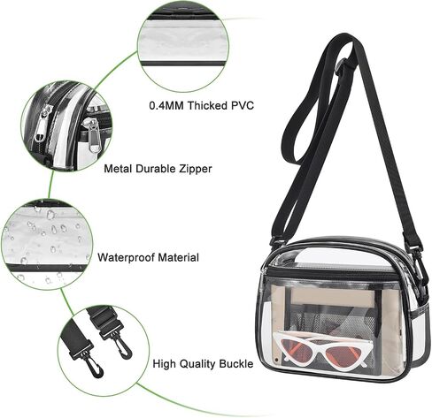 Clear Bag for Staduim Events, Clear Purse 12x12x6 Clear Crossbody Bag with Adjustbale Strap for Sports Concerts Festivals Events in Saudi Arabia