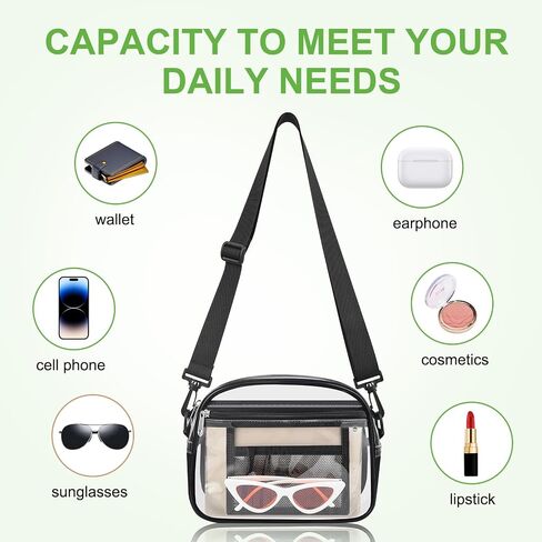 Clear Bag for Staduim Events, Clear Purse 12x12x6 Clear Crossbody Bag with Adjustbale Strap for Sports Concerts Festivals Events in Saudi Arabia