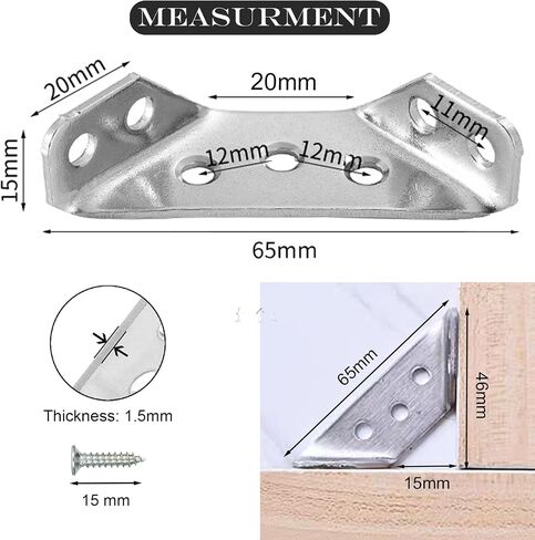 Furniture Corner Connectors 90 Degree Angle Brackets Stainless Steel Corner Braces Pack of 12 in Saudi Arabia