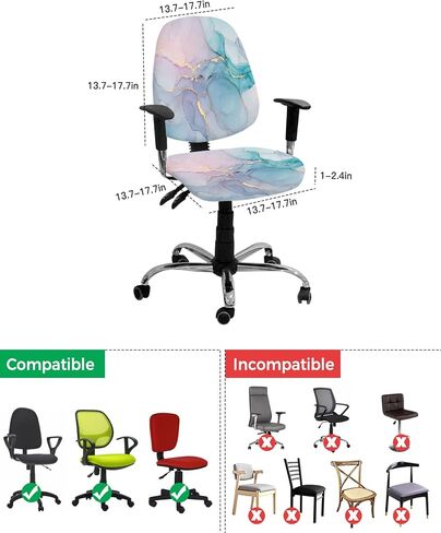 Turquoise Marble Computer Office Chair Cover Abstract Pink Purple Blue Marble Stretchable Chair Covers Universal Desk Rotating Chair Slipcovers Washable Spandex Chair Seat Protectors in Saudi Arabia