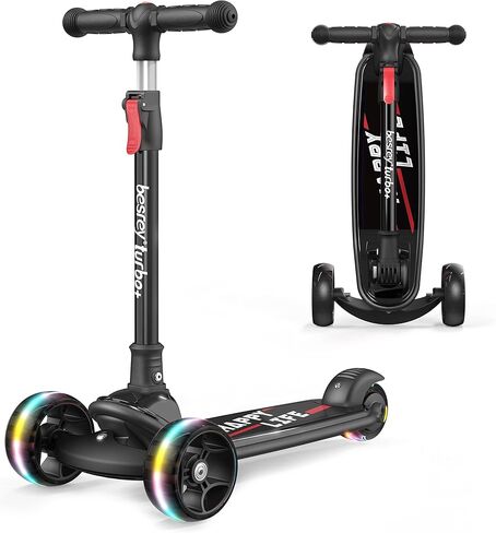 besrey Kids Scooter, Kick Scooters for Kids Age 3-8, 3 Wheel Scooter for Kids with LED Light Wheels, Toddler Scooter Foldable Extra Wide Deck Outdoor Activities for Boys/Girls in Kuwait
