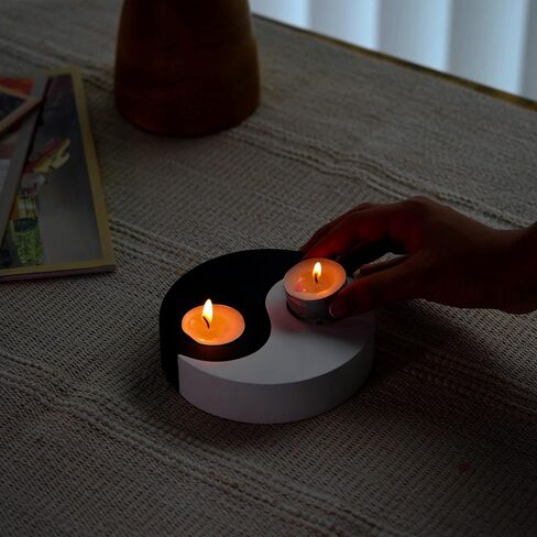 يين يانغ Tealight 2 قطعة حامل شموع خشب شجرة المانجو in Kuwait