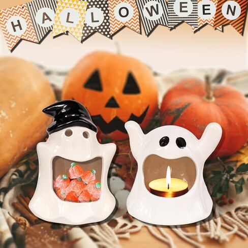 Ghost Candlestick Candy Bowl Set of 2,Small Tabletop Indoor Halloween Decorations, Tableware Party Decoration Tool. in Saudi Arabia
