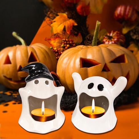 Ghost Candlestick Candy Bowl Set of 2,Small Tabletop Indoor Halloween Decorations, Tableware Party Decoration Tool. in Saudi Arabia