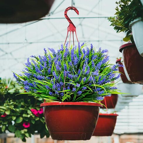 Artificial Fake Plants Flowers for Outdoor Decoration,24 Bundles Plastic Lavender Faux Flowers UV Resistant for Home Garden Planter Porch Patio Yard Decor (White) in Saudi Arabia