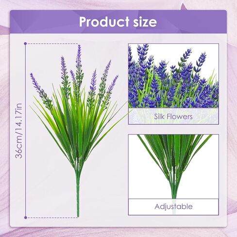 Artificial Fake Plants Flowers for Outdoor Decoration,24 Bundles Plastic Lavender Faux Flowers UV Resistant for Home Garden Planter Porch Patio Yard Decor (White) in Saudi Arabia