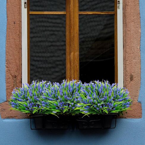 Artificial Fake Plants Flowers for Outdoor Decoration,24 Bundles Plastic Lavender Faux Flowers UV Resistant for Home Garden Planter Porch Patio Yard Decor (White) in Saudi Arabia