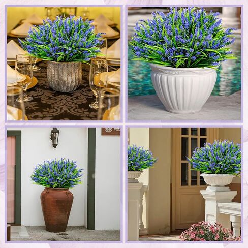 Artificial Fake Plants Flowers for Outdoor Decoration,24 Bundles Plastic Lavender Faux Flowers UV Resistant for Home Garden Planter Porch Patio Yard Decor (White) in Saudi Arabia