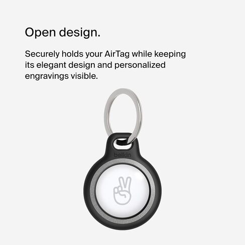 حامل آمن من Belkin Apple AirTag مع حلقة مفاتيح - جراب متين مقاوم للخدش مع حواف مرتفعة مفتوحة - ملحق سلسلة مفاتيح AirTag الواقية للمفاتيح والحيوانات الأليفة والأمتعة وحقيبة الظهر - 4 عبوات باللون الأزرق المتدرج in Kuwait