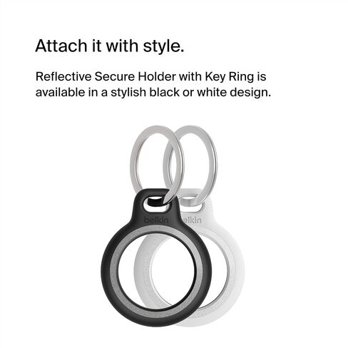 حامل آمن من Belkin Apple AirTag مع حلقة مفاتيح - جراب متين مقاوم للخدش مع حواف مرتفعة مفتوحة - ملحق سلسلة مفاتيح AirTag الواقية للمفاتيح والحيوانات الأليفة والأمتعة وحقيبة الظهر - 4 عبوات باللون الأزرق المتدرج in Kuwait