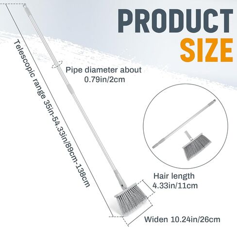 مكنسة محمولة مغناطيسية مع مقبض قابل للتعديل، فرشاة 2 في 1 ومكنسة مع رأس فرشاة دوارة 180 درجة مقاومة للبقع، فرشاة أرضية ذات شعيرات ناعمة لتنظيف المطبخ وفناء المكتب in Kuwait