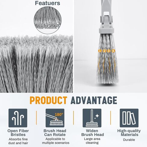 مكنسة محمولة مغناطيسية مع مقبض قابل للتعديل، فرشاة 2 في 1 ومكنسة مع رأس فرشاة دوارة 180 درجة مقاومة للبقع، فرشاة أرضية ذات شعيرات ناعمة لتنظيف المطبخ وفناء المكتب in Kuwait