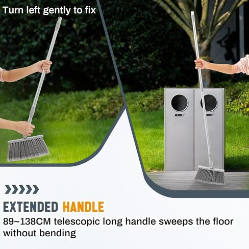 مكنسة محمولة مغناطيسية مع مقبض قابل للتعديل، فرشاة 2 في 1 ومكنسة مع رأس فرشاة دوارة 180 درجة مقاومة للبقع، فرشاة أرضية ذات شعيرات ناعمة لتنظيف المطبخ وفناء المكتب in Kuwait
