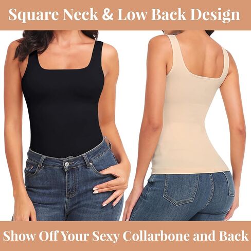 EUYZOU Women's Tummy Control Shapewear Tank Tops Seamless Square Neck Compression Tops Slimming Body Shaper Camisole in Saudi Arabia