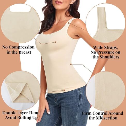 EUYZOU Women's Tummy Control Shapewear Tank Tops Seamless Square Neck Compression Tops Slimming Body Shaper Camisole in Saudi Arabia
