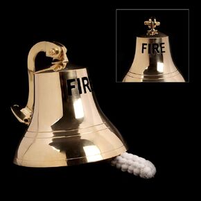 6" Premium Polish Nautical Hanging Wall Mountable Brass Ship Bell FIRE Engraved Maritime Decor
