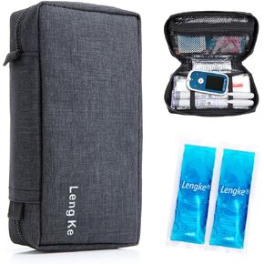 Insulin Cooler Travel Case TSA Approved, Medication Cooler for Travel with 2 Ice Packs (Black)