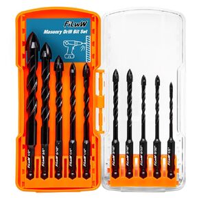 10 Pcs Masonry Drill Bit Set, 1/8"-1/2" Extension Professional Drill Bit Set with Specific Storage Box, Industrial Strength Carbide Drill Bit for Glass/Brick/Plastic/Cement/Wood/Tile/Etc
