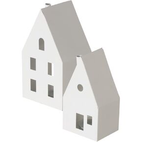 فوانيس شموع Alpine House، طراز الشاليه، حاملات مصابيح الشاي، مجموعة من قطعتين، معدن أبيض، 8.75 و6.75 بوصة in Kuwait