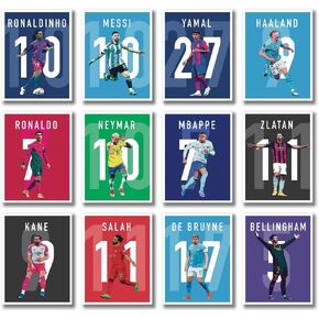 طباعة ملصق لكرة القدم من A إلى Z® - مجموعة غير مؤطرة مقاس 8 × 10 بوصة مكونة من 12 ملصقًا لكرة القدم لغرفة نوم الأولاد، وملصق ميسي ورونالدو، وملصقات ميسي لغرفة نوم الأولاد، وفن جدار كرة القدم، وفن جدار ميسي، وملصقات رونالدو، وملصق رونالدينيو، وفن جدار كرة  in Kuwait
