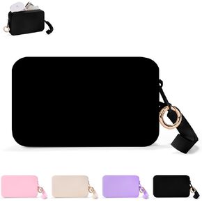 Silicone Zippered Pouch Compatible with T0uch-land, Hand Sanitizer Spray Zipper Bag with Ring Buckle, Hand Sanitizer Holder Case for Women Men (Beige)