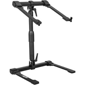 Headliner Gigastand USB+ - Adjustable DJ Laptop Stand with Integrated USB-C Hub - Steel & Aluminum Construction, Foldable Design, Telescoping Neck - Perfect for DJs, Musicians, and Creators