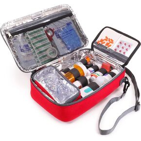 USA GEAR Epipen Carry Case, Insulated Medical Bag for Epi Pen, Asthma Inhaler, Spacer for Inhaler, and More - Medicine Travel Case with Shoulder Strap, Removeable Pouch, Elastic Straps (Bag Only)