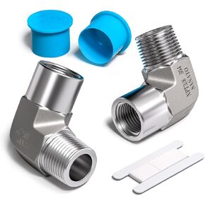 3PCS 304 Stainless Steel Forging 90 Degree Barstock Street Elbow for Pipe Connecting, 1/2" Male NPT to 1/2" Female NPT for Pipe Fitting