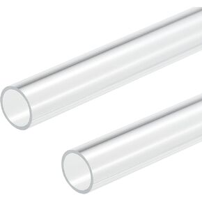 DMiotech 2pcs 13mm x 15mm(0.5" x 0.6") Clear Acrylic Pipe Rigid Plastic Tubing 10" for Aquarium Water Pipe, Water Cooling System, Plumbing