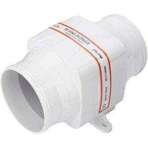 Marine Bilge Air Blower 4 Inch, 12V In Line Air Blower Air Blower Fan Mute Strong Ventilation Fan for Yacht Buildings, White