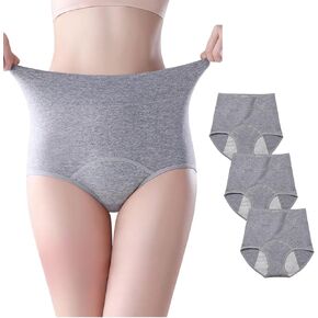 Women's Washable Incontinence Underwear 3 Pack, High Waist Leakproof Ladies Panties, Reusable Incontinence Briefs for Bladder Leakage Protection(Asian Size XL-Waist: 22.8''~37.0'')