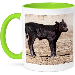 3dRose Black Angus Cow Standing In Pasture Mug, 11 oz