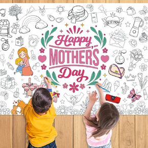 43.3 x 31.5 Inch Happy Father's Day Coloring Paper Tablecloth Poster for Kids - Disposable Giant DIY Color-in Banner for Classroom Children's Activity - Fun Gifts, Father's Day Party Favors