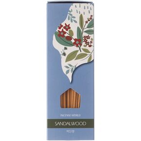 Incense Sticks (Sandalwood), 120 Sticks, Korean Incense Stick, Over 90% Natural Scents, Premium Quality, Beige