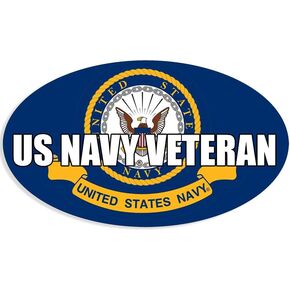 Blue Oval US Navy Veteran Sticker (Naval Vet Logo Insignia Vinyl Decal for car Truck or Laptop (3 x 5 inch)
