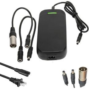 54.6V 2A Charger for 13S 48V Lithium Battery of Electric Bike Pedicab Bicycle, 48V 2A Power Adapter with DC 5.5mm 1 Prong Plug to 3-Pin Male XLR Connector