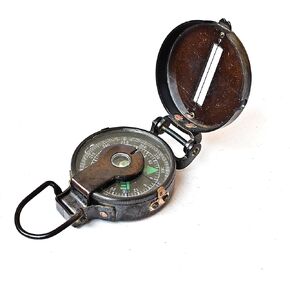 Vintage Lensatic Compass Black Military Compass Navigational Device Nautical Antique Brass Functional Camping Boating Home Decor