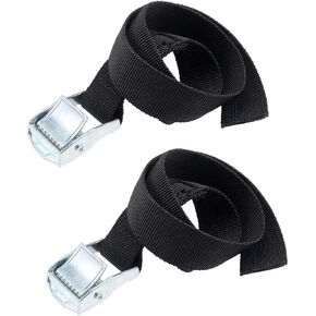 uxcell Tie Down Strap Cam Buckle Lashing Strap 1" x 20Ft 176lb 80Kg Load Polypropylene for Moving Securing Cargo, Black, Pack of 2