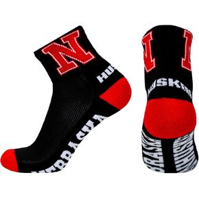NCAA Nebraska Cornhuskers Quarter Socks, Red/Black, One Size
